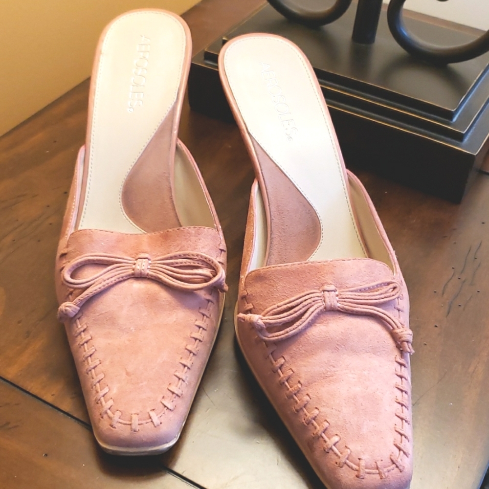 Aerosoles Suede Heels Mules Sz-9